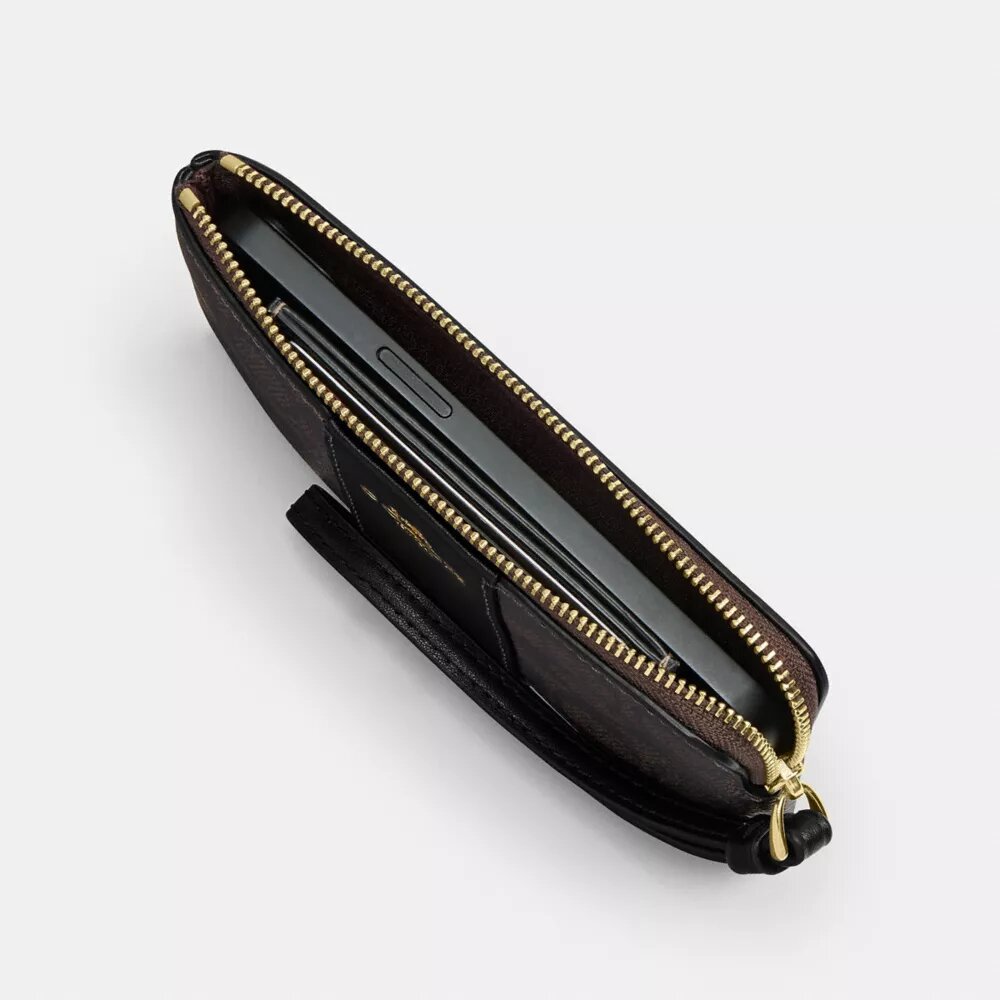 Corner Zip Wristlet in Signature Canvas with Floral Print