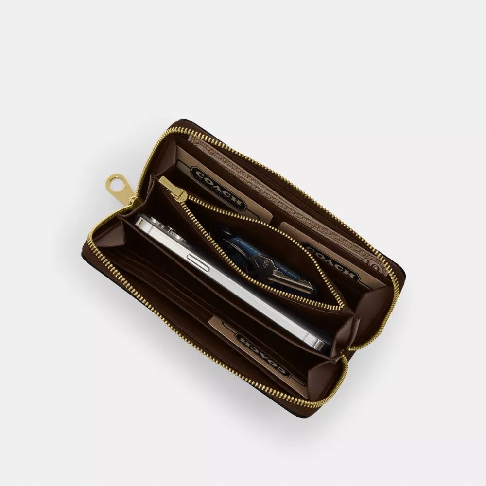 Long Zip Around Wallet in Signature Canvas with Stripe