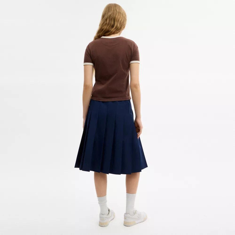 Sporty Pleated Midi Skirt